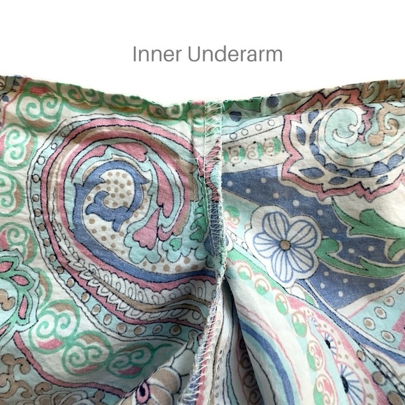 TALBOTS LONG SLEEVE PAISLEY BLOUSE BUTTON FRONT PURE COTTON PINK & BLUE | LARGE - Picture 8 of 11